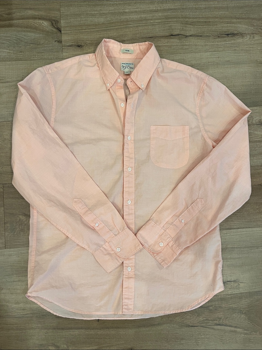J. Crew Men’s Light Peach Button-Down Shirt Slim Fitting Size Large